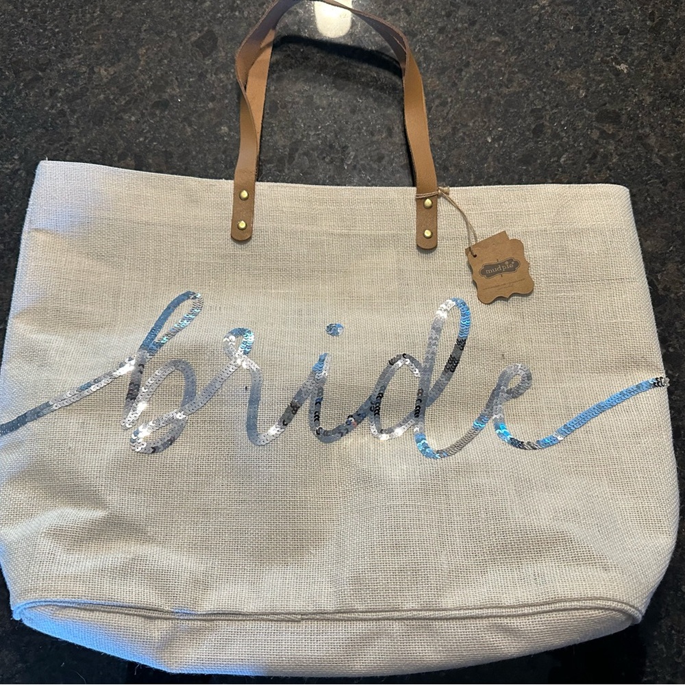 Bride Beige Tote Bag with Brown Handles